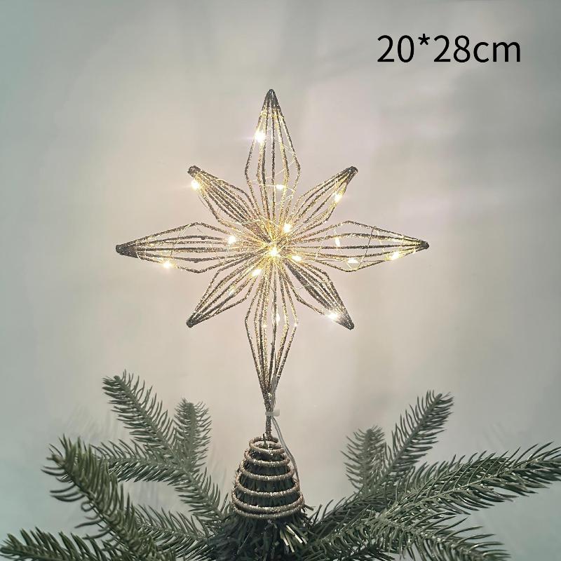 1Pcs Christmas Home Party Decoration Christmas Tree Toppers Star With Led String Lights Ornaments For Festival Party New Year