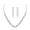 2pcs/set Fashion Necklace Earring Set Crystal Diamond Bridal Accessories