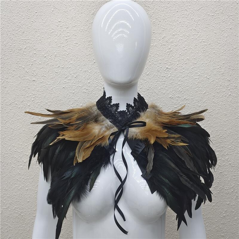 Halloween Masquerade Feather Cape Shawl Bolero with Optional Multi-Color Choices