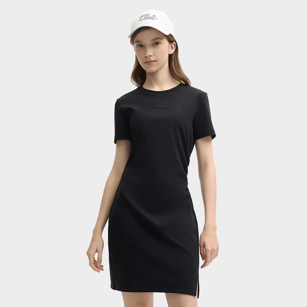 New FILA ORIGINALE Short Sleeved Dress Women's Jet Black F51W529313F-BK