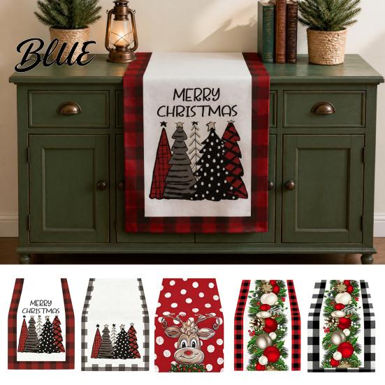 Coffee Table Runner Dining Tablecloth Ball Reindeer Xmas Tree Christmas Runner Print Seasonal Winter Holiday