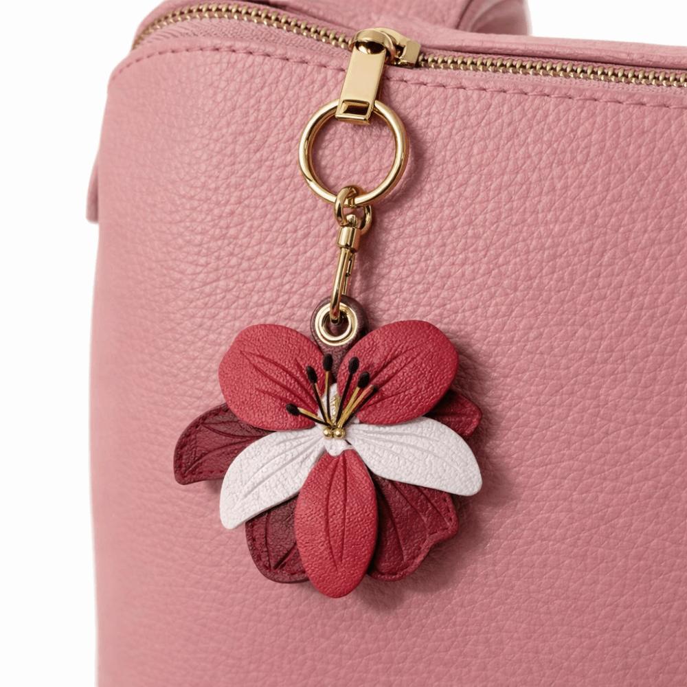 Access Control Card Holder Bag Pendant PU Leather Bag Hanging Fashion Flower Keychain  Home Decor