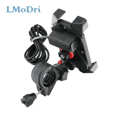 LMoDri Bracket Motorcycle Handlebar Mount Holder Telescopic Phone Holder With USB Charger Charging For