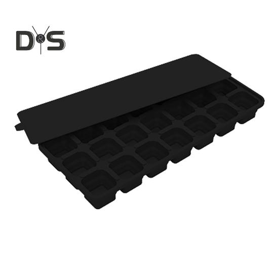 Silikonový tác na kostky ledu s víkem 21 velkých kostek Snadno vyjímatelná skládací forma na led Flexibilní forma na led pro stohování