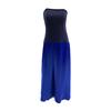 Women's Strapless Tube Top Maxi Dress Off Shoulder Patchwork Evening Dress Satin Bodycon