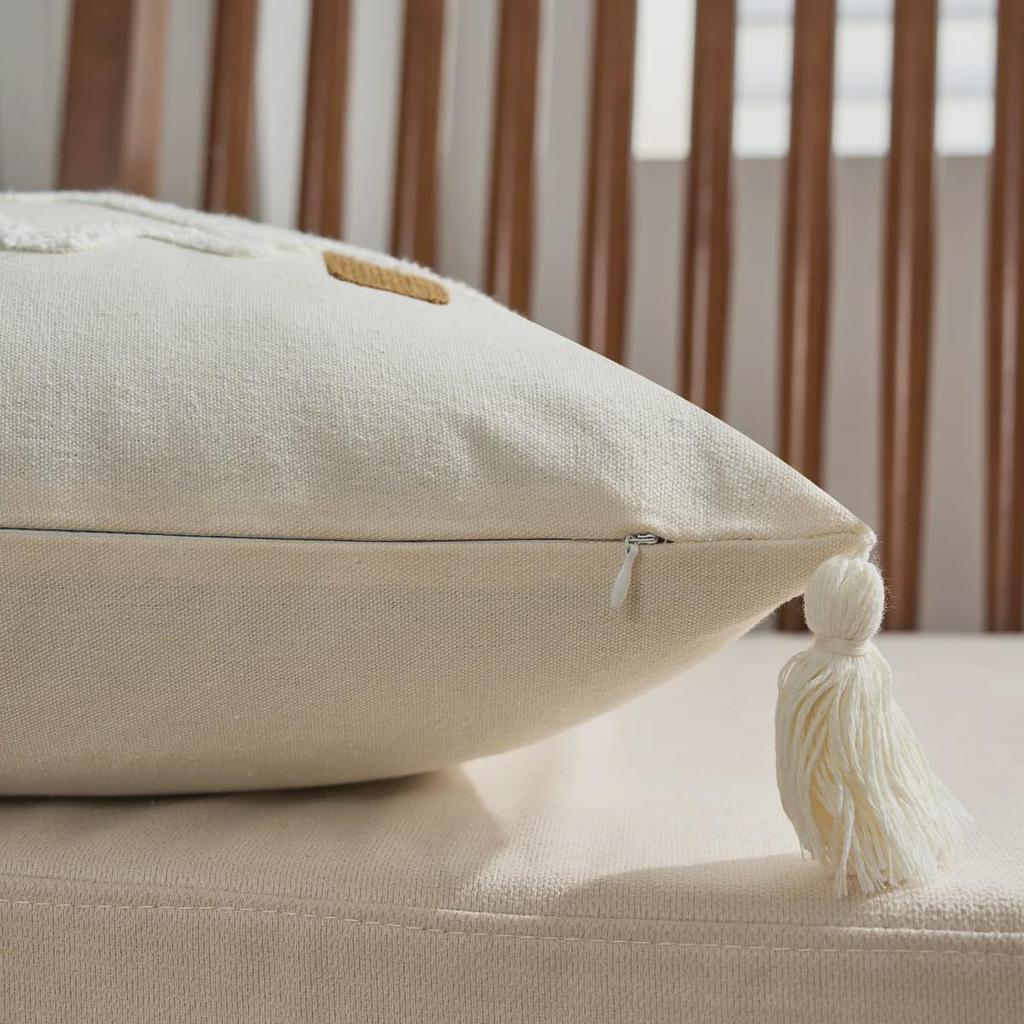 Cross-Border Christmas Tree Embroidered Canvas Pillowcases with Tassels for Sofa Decoration