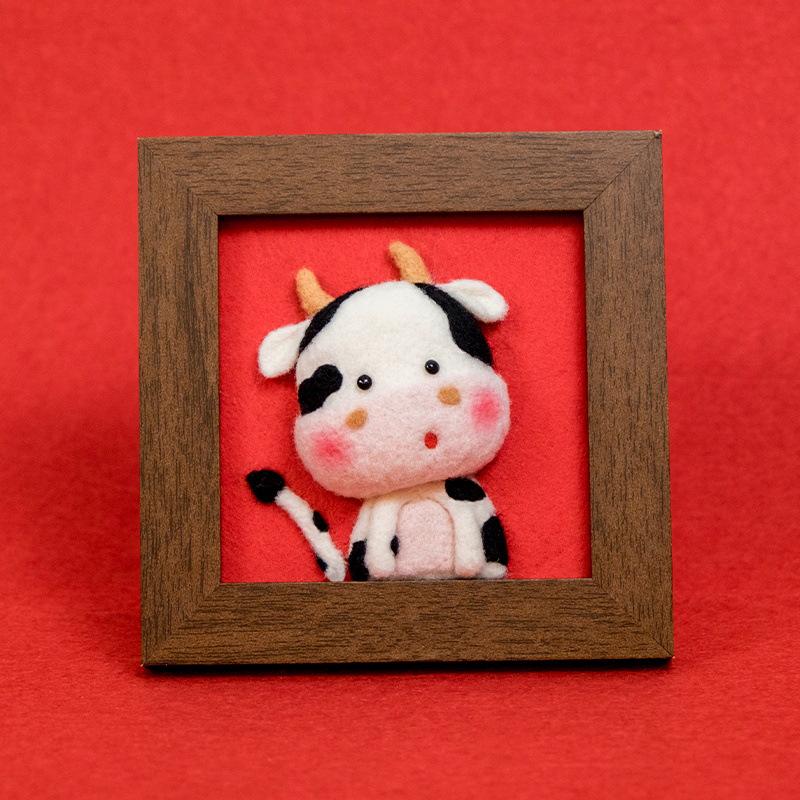 Xianci Year of the Horse Zodiac Wool Felt Needle Felting DIY Photo Frame Gift Set