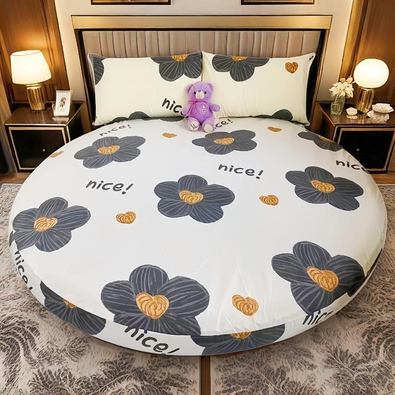 1PC Waterproof Round Cartoon Printed Bed Fitted Sheet with Elastic Single/Queen/King Mattress Cover (without Pillowcase)