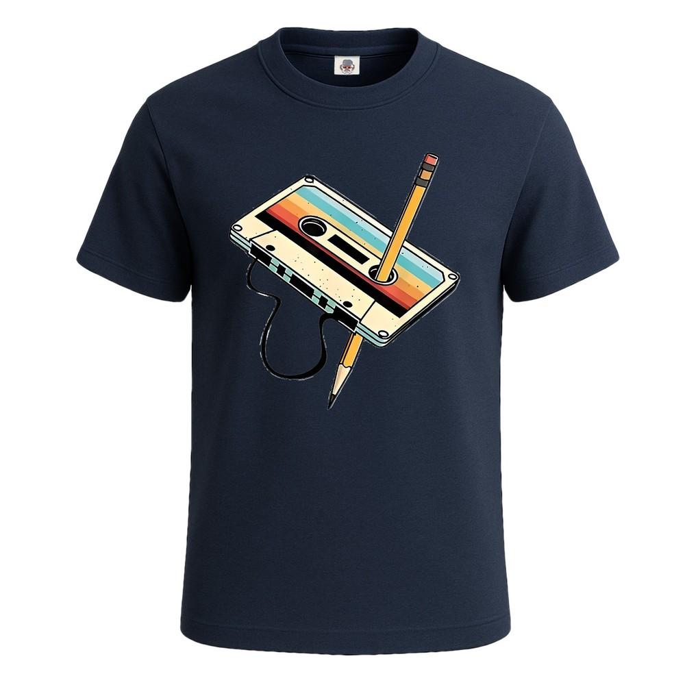 80S Cassette Tape Pencil 1980s Retro Vintage Mens Tshirt Party Novelty Tee Top