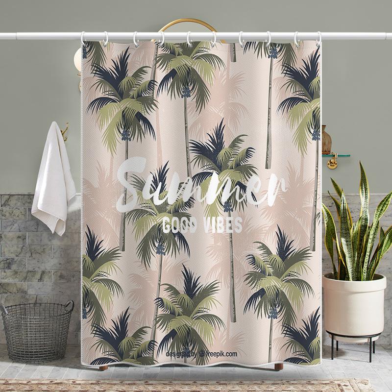 Bathroom Thickened Waterproof Curtain Mildew Proof Shower Curtain Shower Partition Curtain Shower Curtain Bathroom Curtain Free Perforation