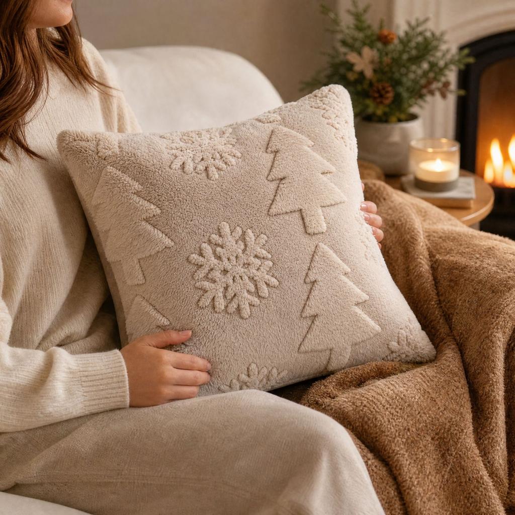 Christmas Snowflake Tree Decorative Throw Cover Soft Plush 1818 Inch