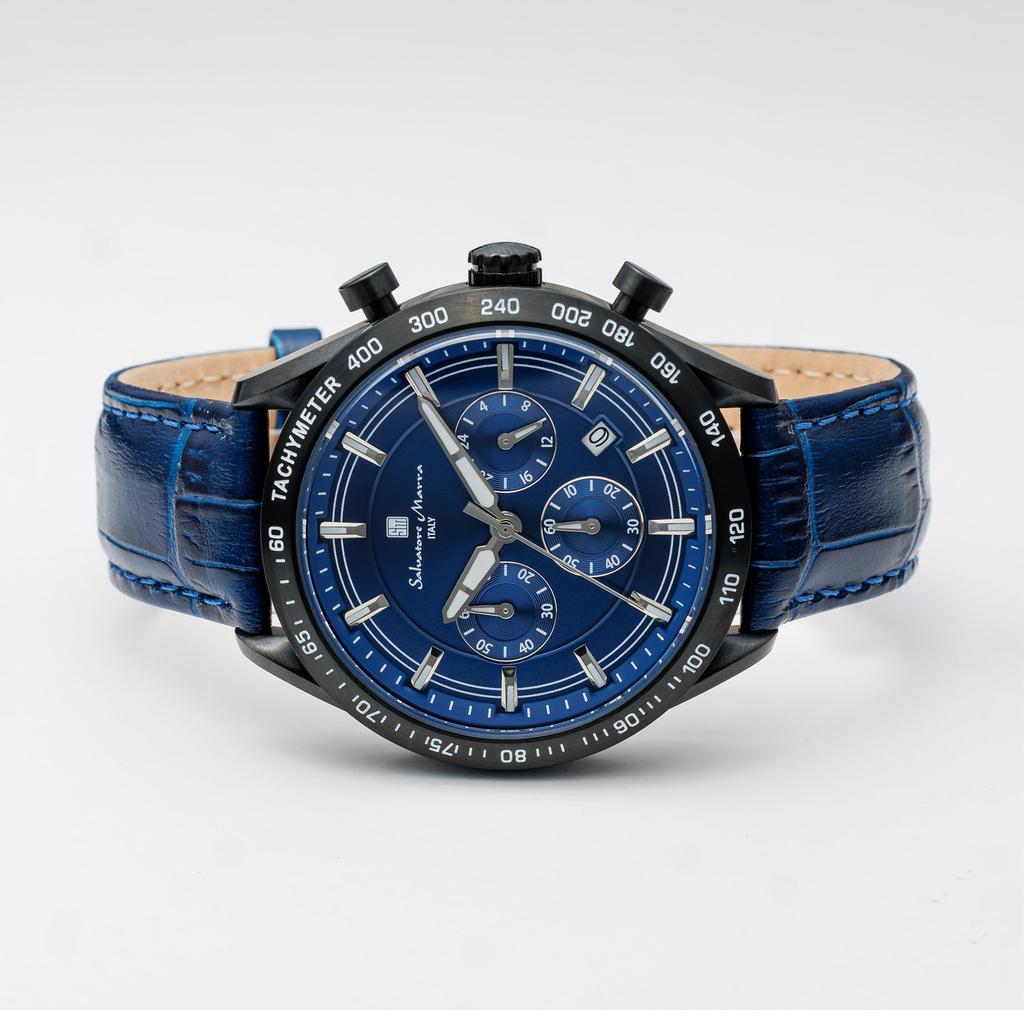 Salvatore Marra Men's Business Analog Chronograph Watch, Black Quartz, with Watch Cloth, BKNV [Parallel Import]