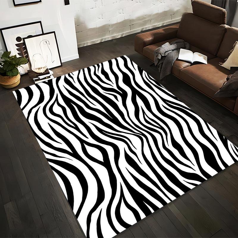 

Modern Black and White Zebra Stripe Area Rug for Living Room Decor Suitable for use as an anti-slip for living room bedroom sofas 40x60cm( 15x23in )