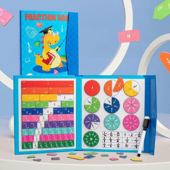 Magnetic Fraction Tiles Circles Book with Pen Percentage Decimal Fraction Learning Elementary Students Teaching Aid Educational Fraction Puzzle