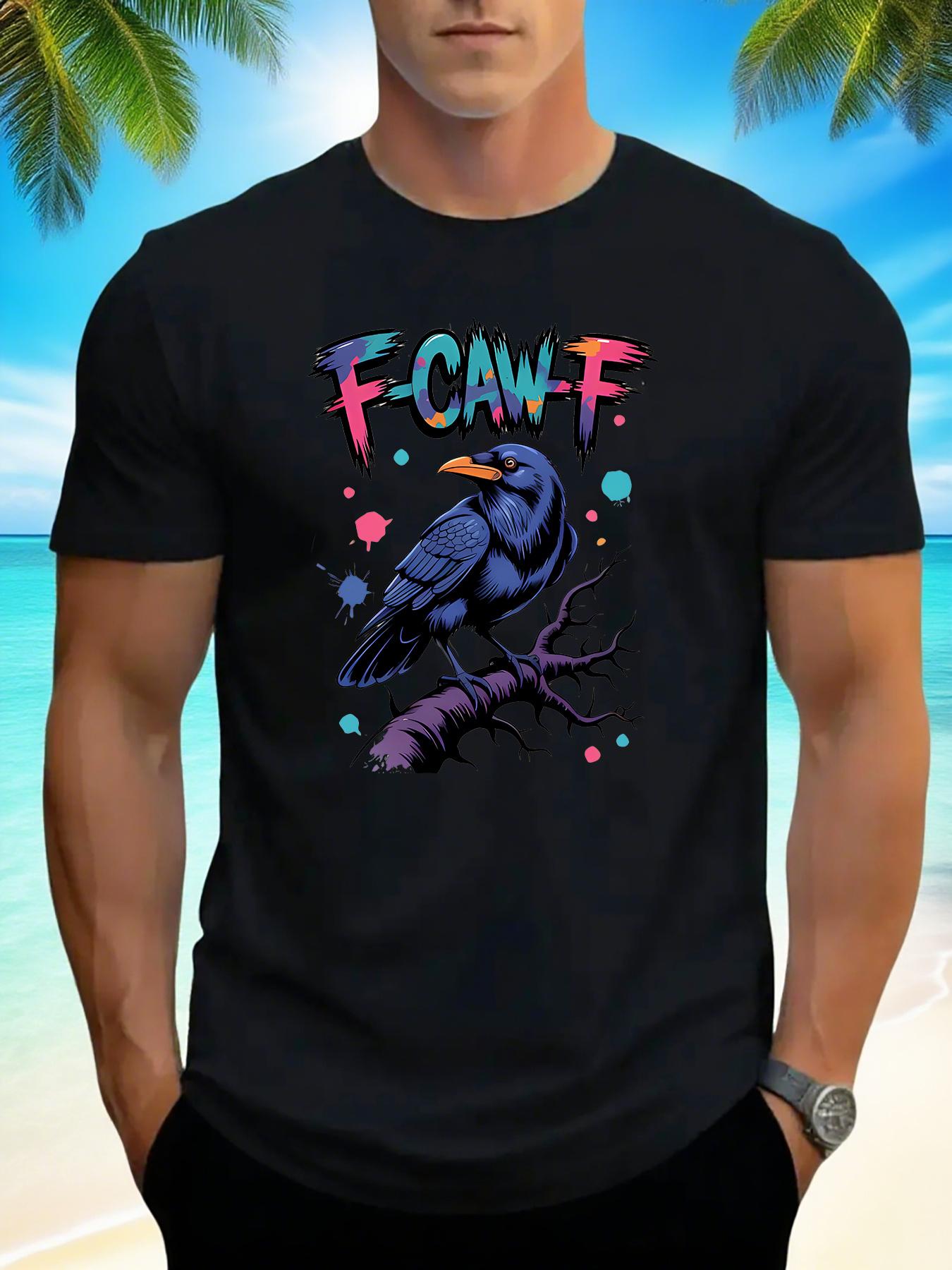 

F-Caw-F Spooky Atmosphere Crow Pattern Print T-Shirt XXXL