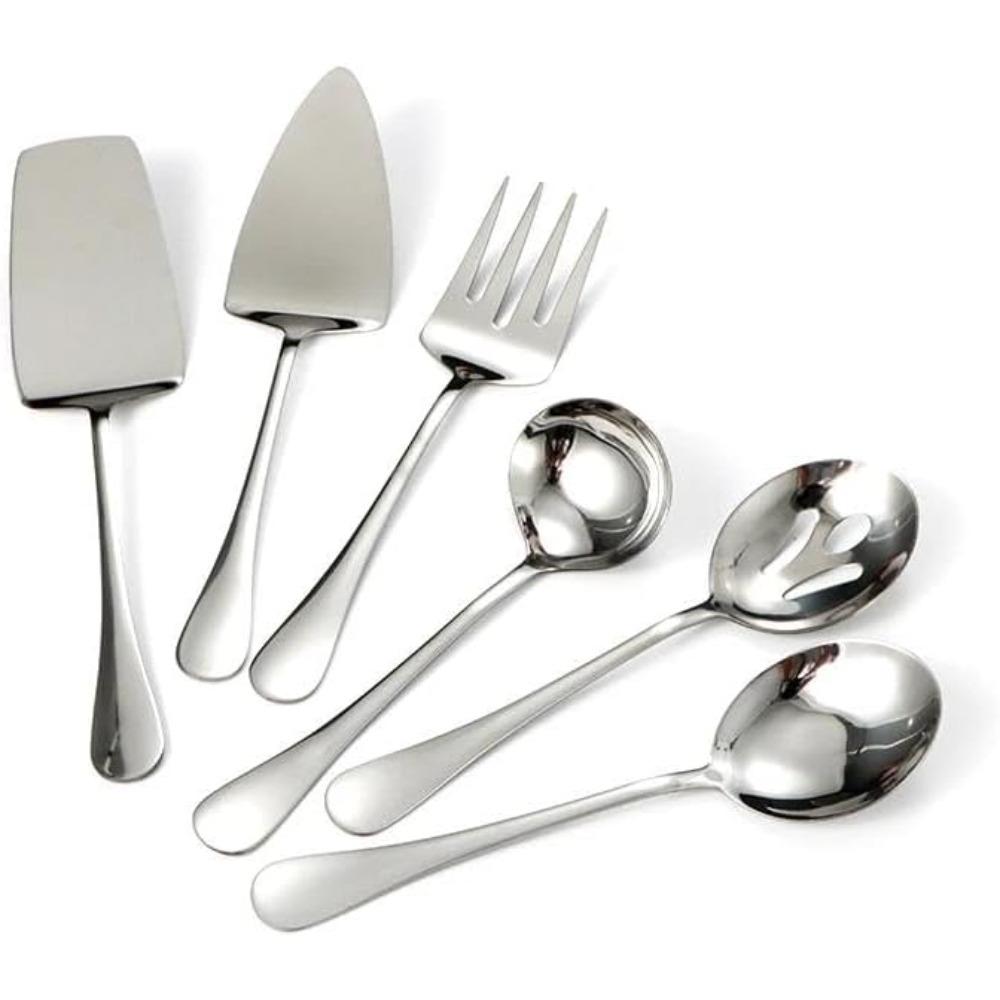 6Pcs/Set Utensils Premium Stainless Steel Reusable Cutlery Set for Weddings Party Kitchen Restaurants Kitchen Dinnerware Set