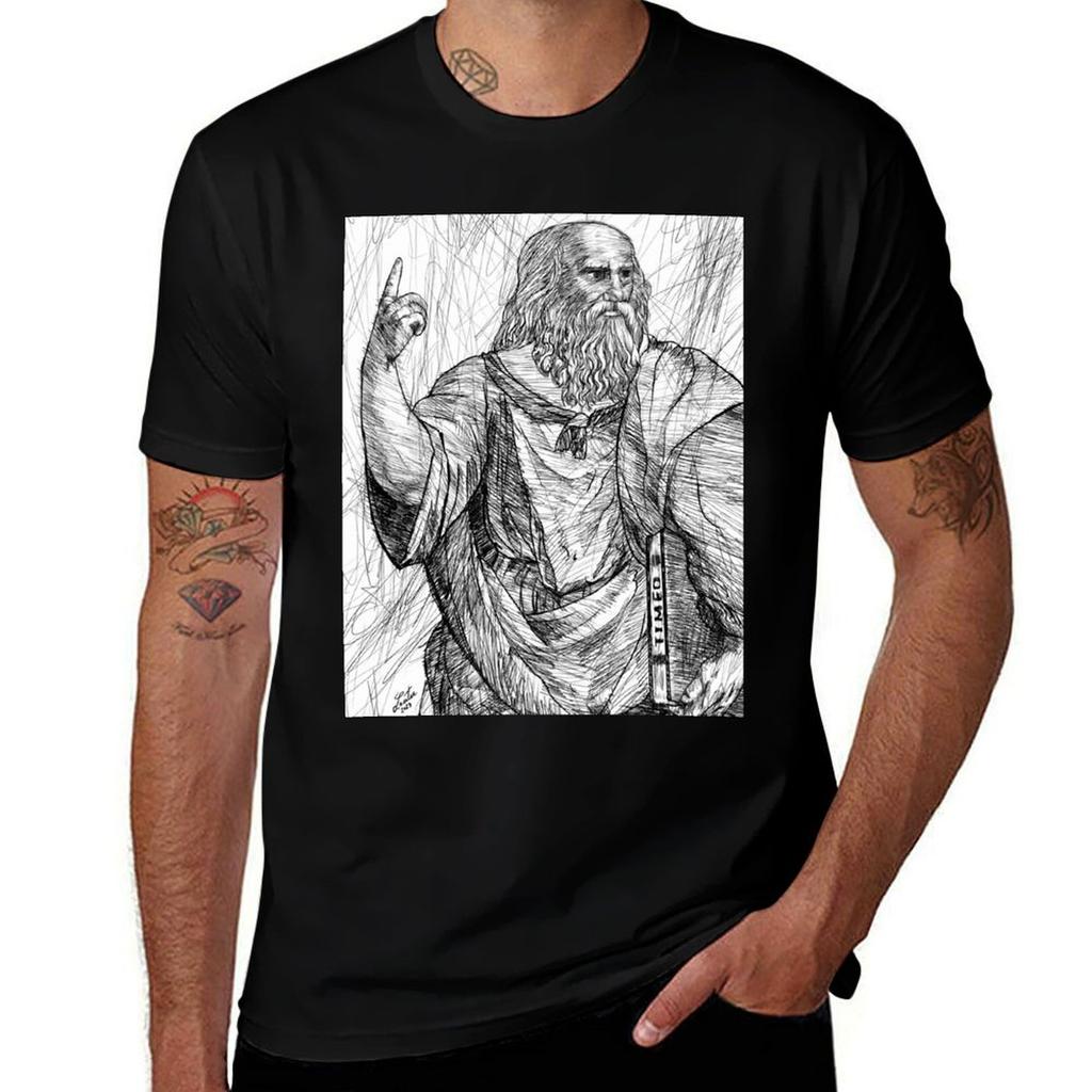 PLATO Tuscheporträt T-Shirt Hohe Elastizität Sport-T-Shirt