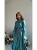 2023 Autumn Rhinestone Inset Lace-up Flared Sleeve Slimming Socialite Dress