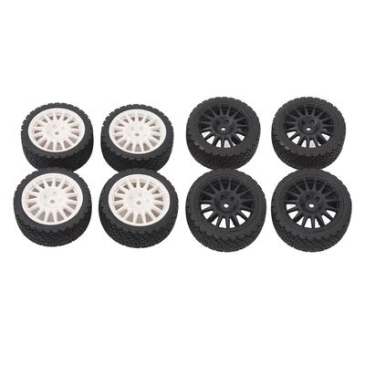 4Pcs 1/10 RC Car Tire Plastic Rim Rubber RC Car Wheel Tyre Replacement for  TT01 TT02 XV01