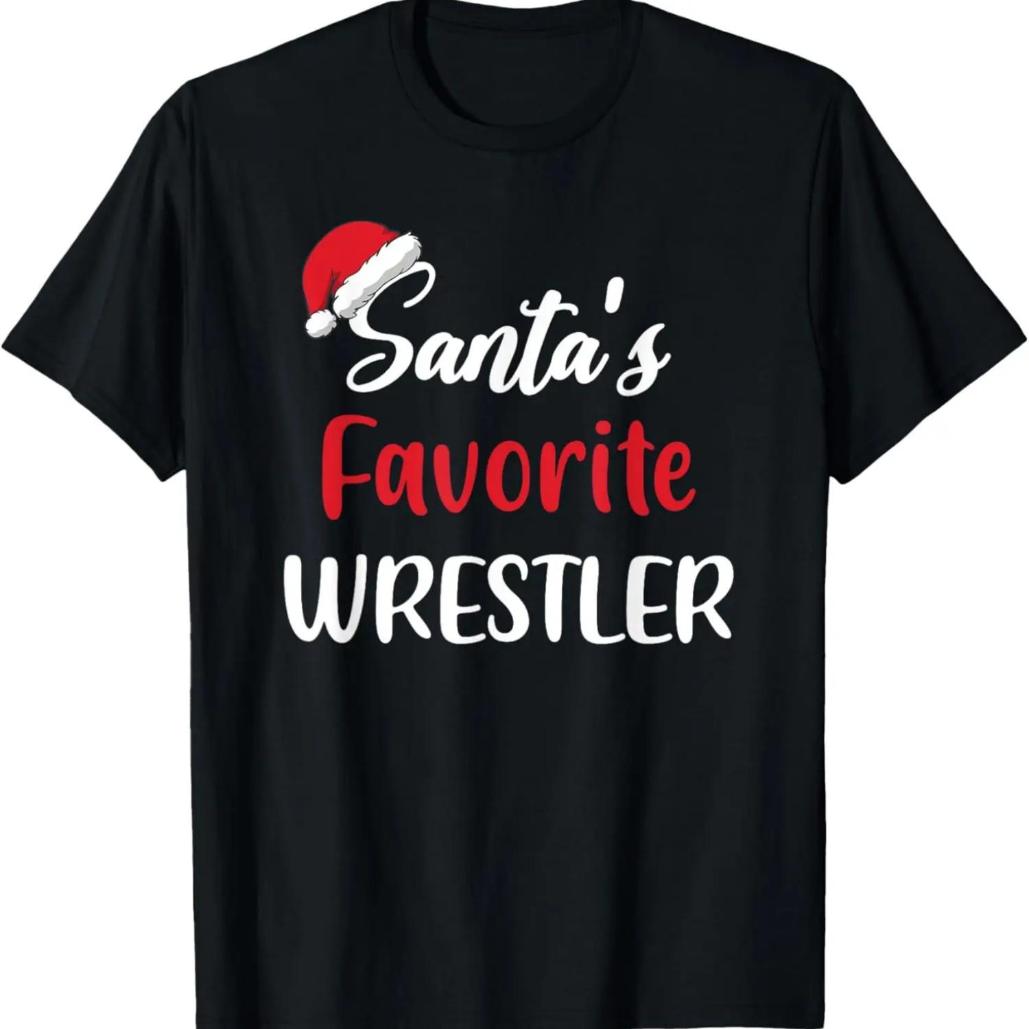 Любимый борец Санты Пижама Рождественская Борьба Смешная Футболка, 100% хлопок S