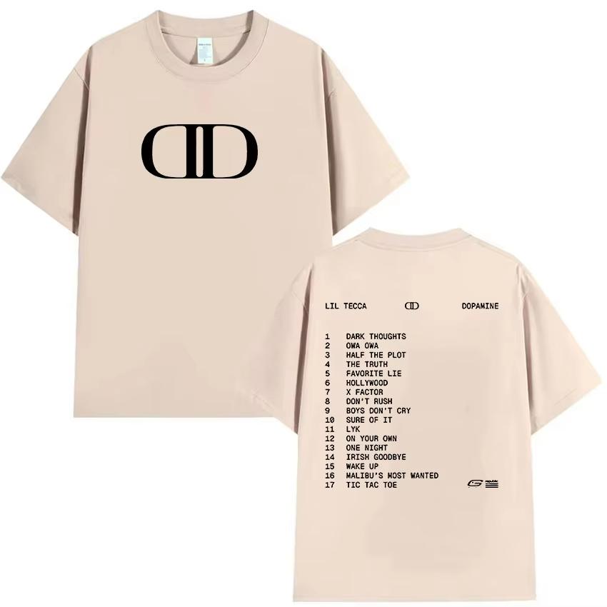 2025 Summe Lil Tecca DOPAMINE Tour Album 2025 Logo Print Herren Damen Mode Vintage Oversized 100% Reine Baumwolle Bedrucktes T-Shirt