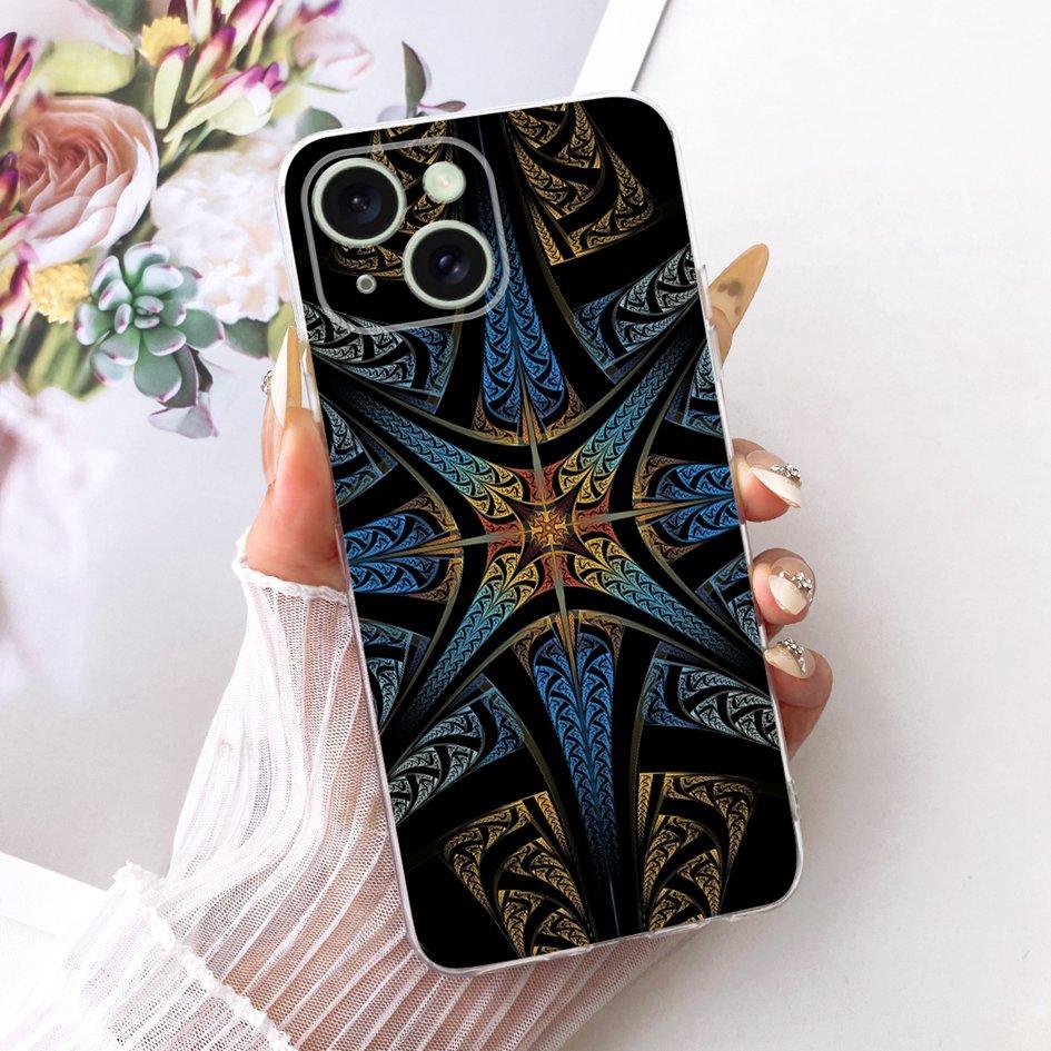 Silicone Case For iPhone 15 Pro Max Cover Stylish Flower Soft TPU Capa Protective Phone Covers For iPhone 15 15Plus 15Pro Bumper