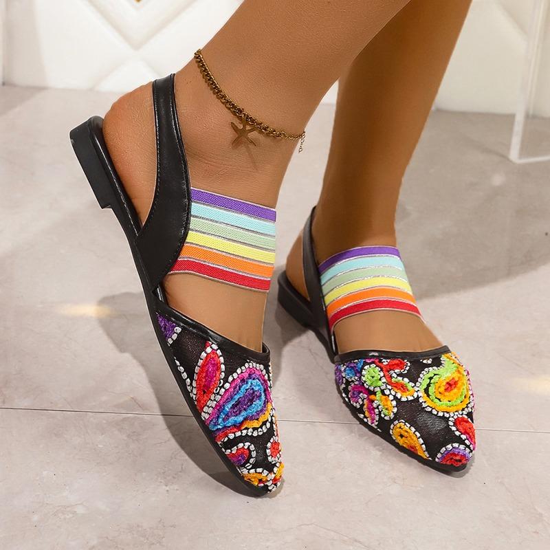 Fashion Roman Sandals Top Quality Womens Sandal Casual Lace Flat Fashion Embroidered Muller Shoes Designer High Heel