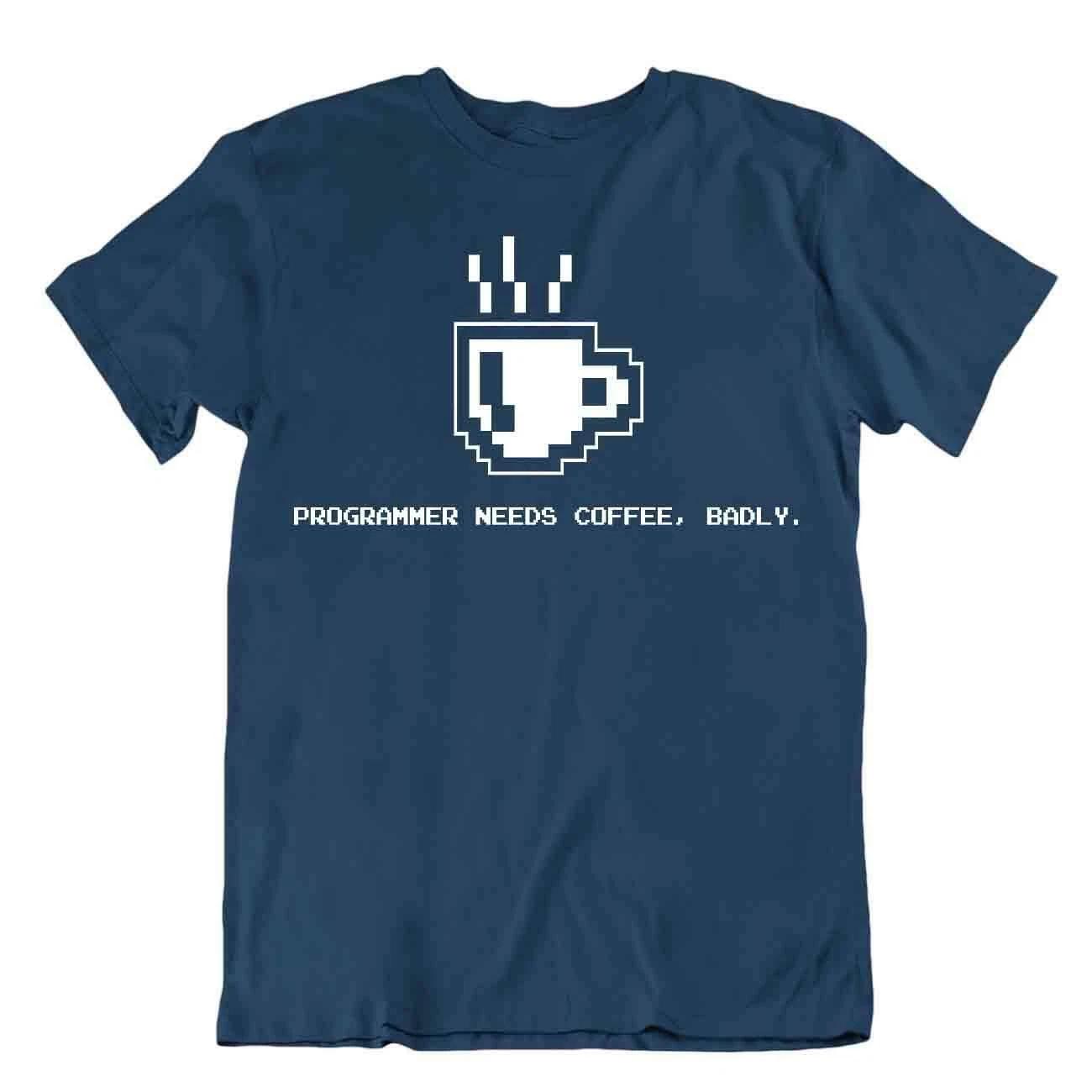 Programmer Nees Coffee T-Shirt Novelty Science Tee Cute Event Shirt S