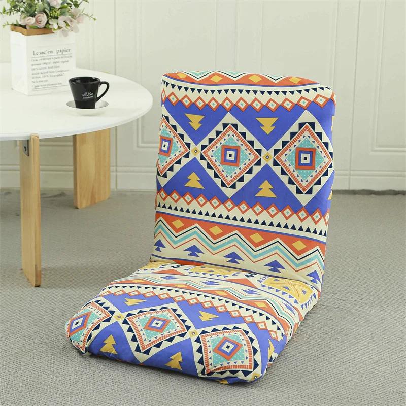 Folding Floor Chair Cover Adjustable Lazy Sofa Chair Cover Padded Lounger Soft Recliner with Back Support Chair Cover