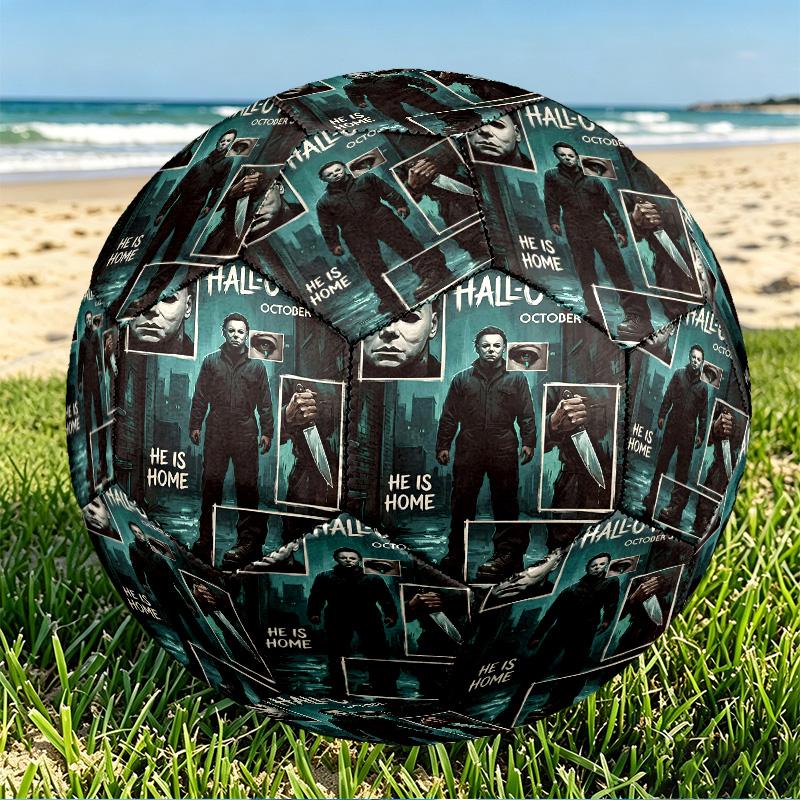 Michael Myers Print Size 5 Soccer Ball, PU Wear Resistant Football for Match Training and Daily Practice, Birthday Gift for Soccer Fans