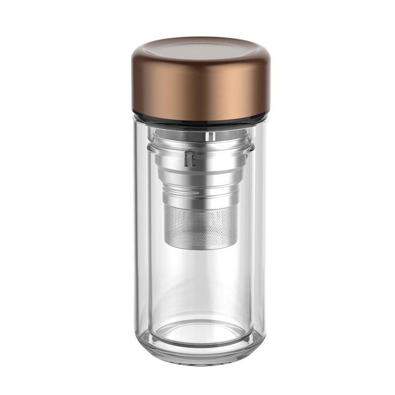 Double Glass Tea Cup Portable Small Capacity Tea Separation Cup for Men and Women Travel Office Use