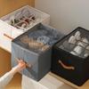 Foldable Fabric Shoe Storage Organizer 12 Grids Clear Lid Zipper Closure Easy Carry Handle for Space Saving Organization