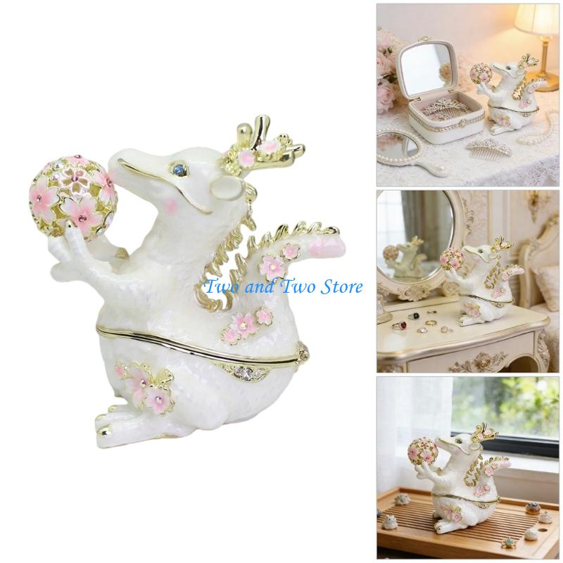 HX6F Unique Enamel Dragon Themed Jewelry Storage Box For Necklaces And Bracelets CN