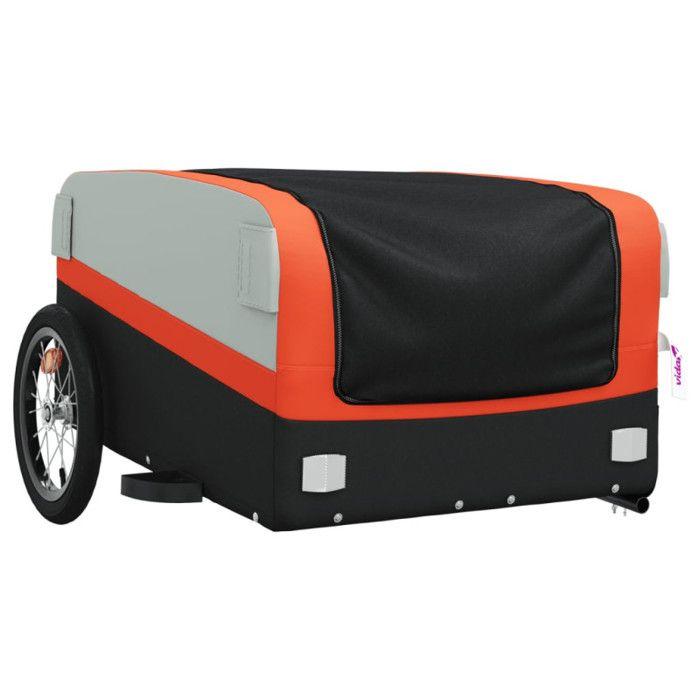 VidaXL Bicycle Trailer, Bicycle Cart with Bar, Bicycle Luggage Trailer, Transport Cart, Black and Orange 94040