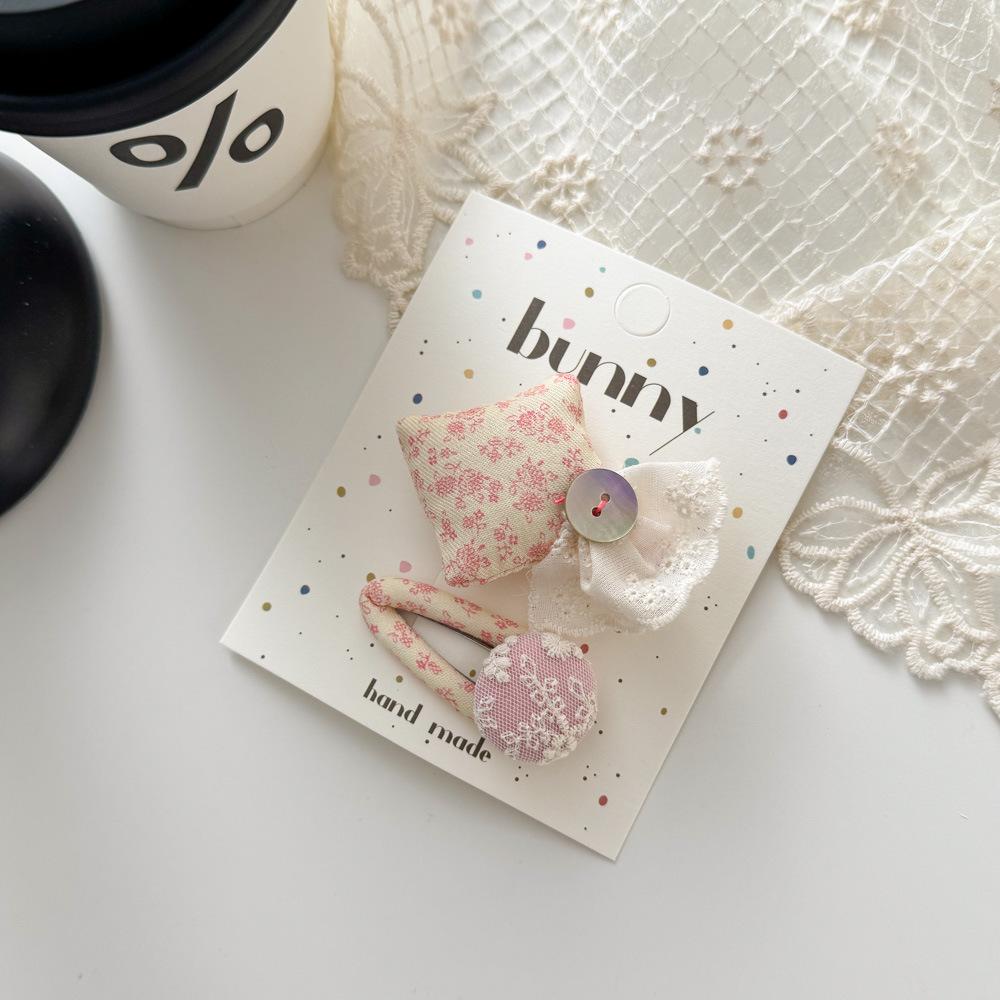 Floral Lace Bow Hairpin Pearl Love BB Clip Sweet Cute Children's Bangs Side Clip Headwear Girls Kids Hair Accessories