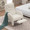 052 Rocking Chair, Recliner, Living Room Chair with Armrest, Upholstered, Accent Chair for Bedroom, White Teddy Fabric, 110 Kg Load Capacity