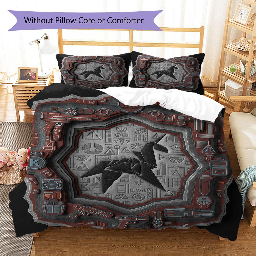 FeltBladeRunner Pattern Bedding Quilt Set Quilt Cover Pillowcase Home Decoration Birthday Gift (1 * duvet cover + 2 * pillowcase, without core)