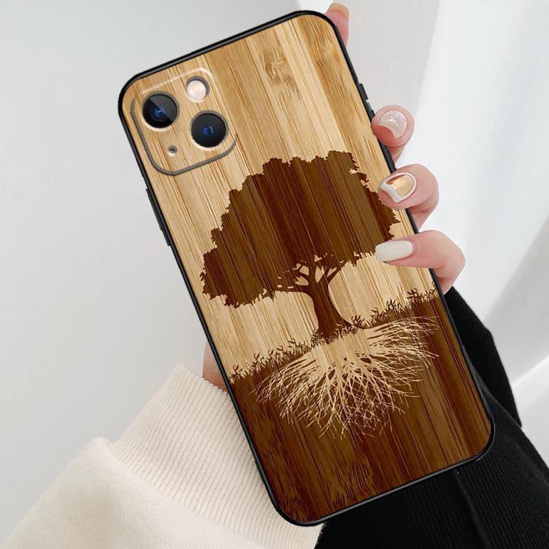 Tree Flower Bamboo Wood Phone Case For iPhone 17 Pro Max 16 15 11 13 12 14 Pro Max mini 15 16 Plus 16e 17 Air Cover