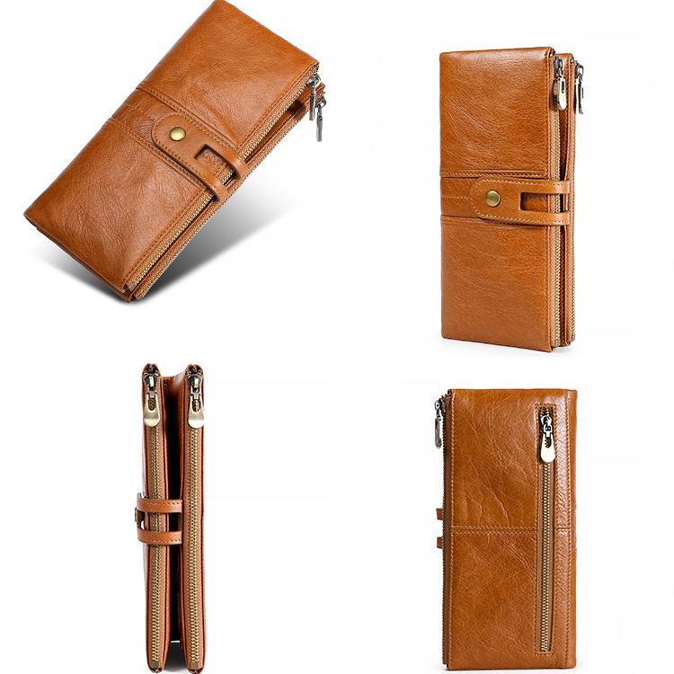 Damen-Geldbörse aus echtem Leder, multifunktional, RFID, lange Clutch