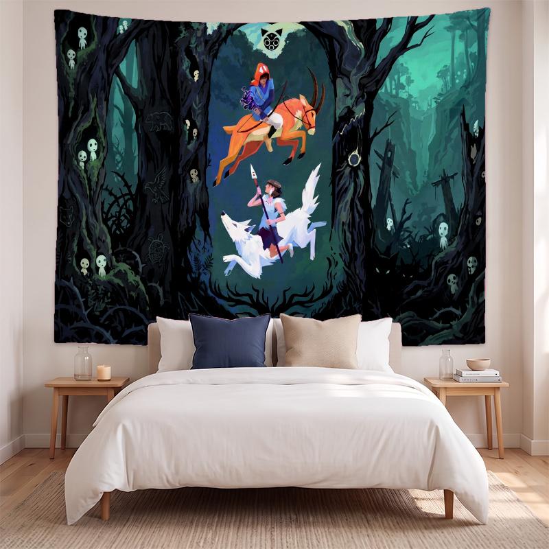 Prinzessin Mononoke (14) Künstlerisches Wandbehang-Gobelin für Haus Schlafzimmer Wohnzimmer Dekor Tolle Geschenkidee