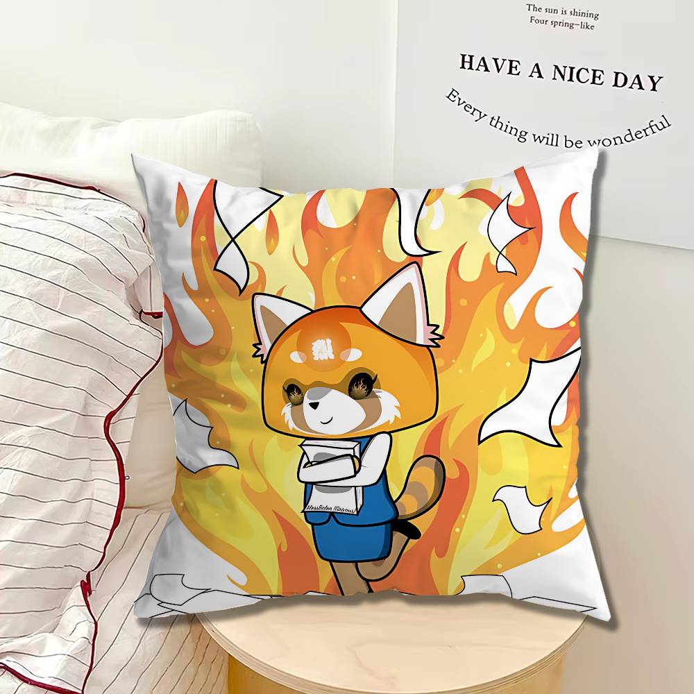 Fur collar fox Aggretsuko Single Throw Pillow Case Cover Sofa Cushion Home Room Decor