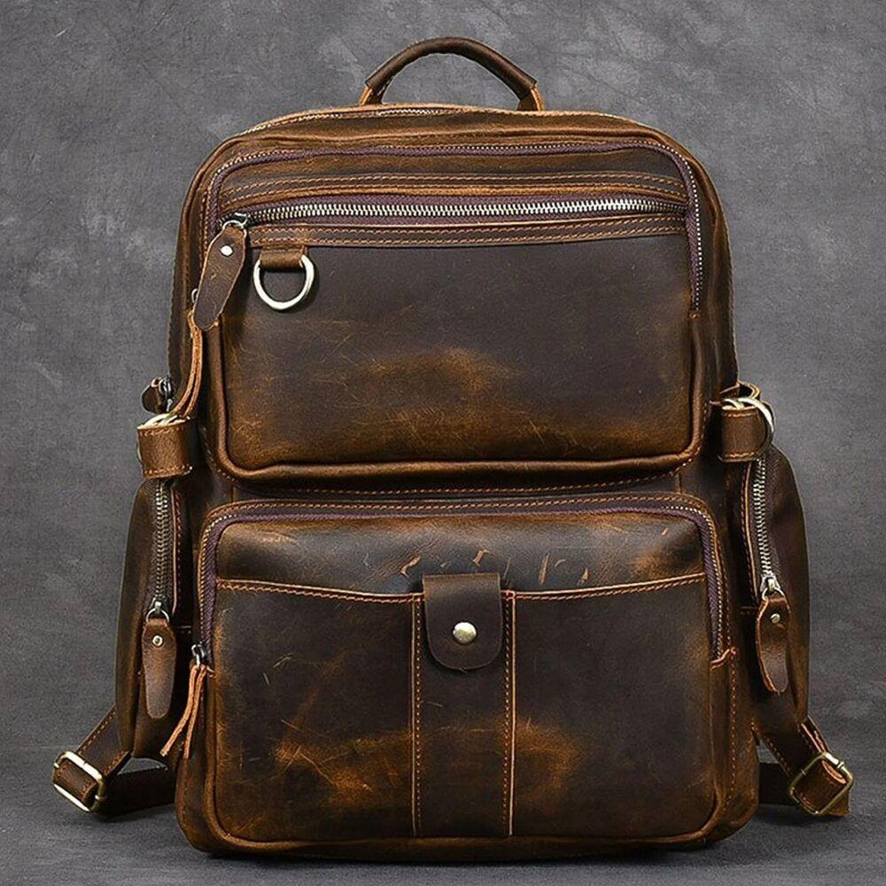 Büffelleder Rucksack Schultertasche Büro Laptop Rucksack Handtaschen 16 Zoll