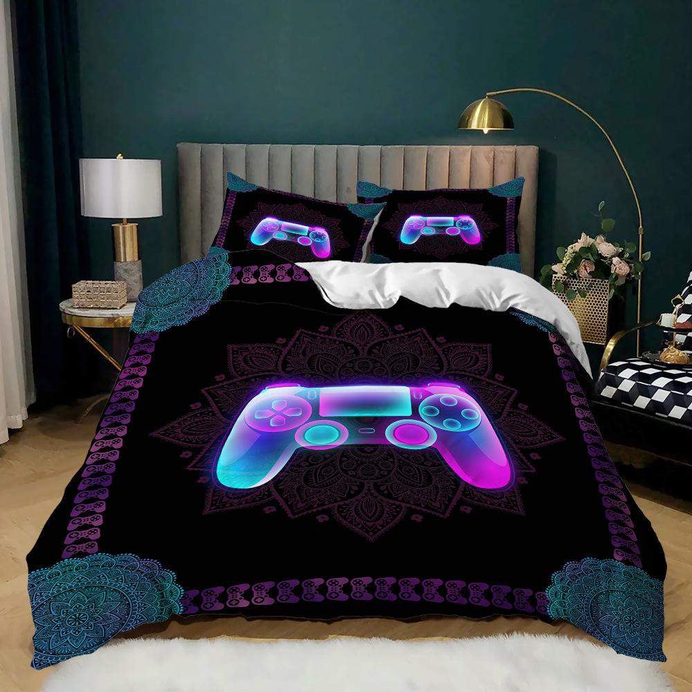 Gamepad Kit 3D Digital Printing Quilt Cover E-Sports Boy Bedding Three-Piece Set