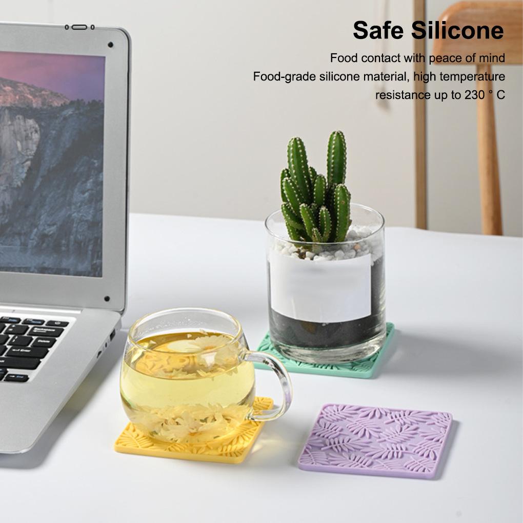 Cup Coaster Silicone Heat Resistant Coffee Mug Table Mat Reusable Household Pad Ribbed Tableware Placemat Protector