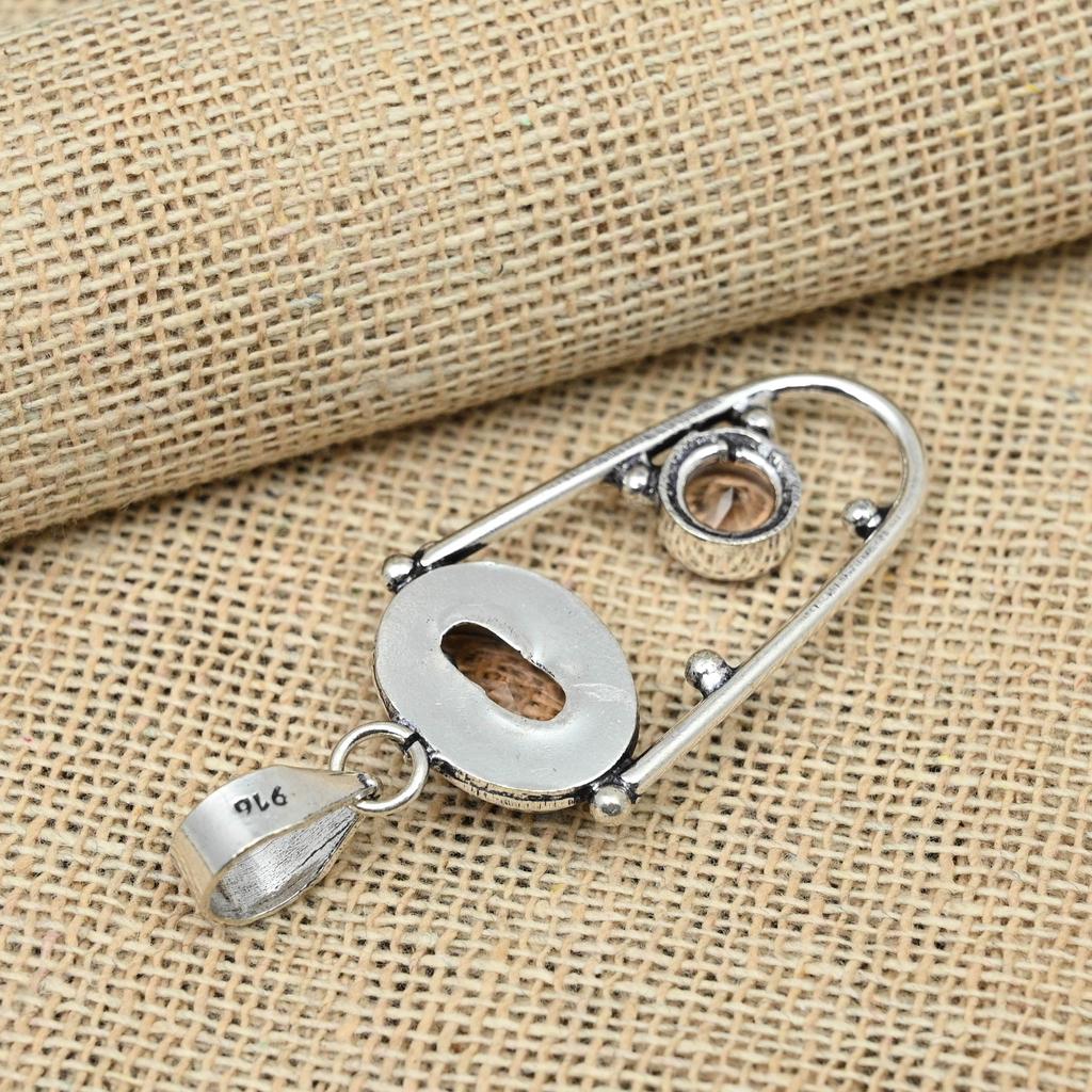 Kamień Morganit Srebro Próby 925 Biżuteria Unikalny Wisiorek na Ręcznie Robiony Prezent