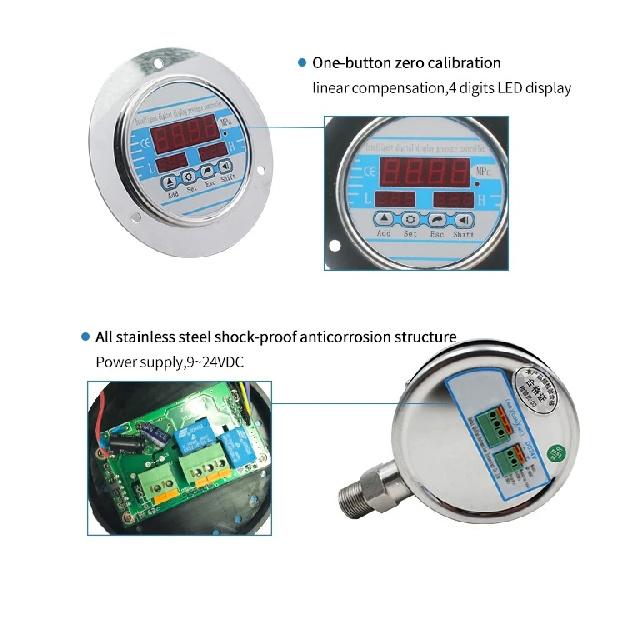 0-60Mpa Digital Pressure Gauge 100mm Dial Electronic Contact Hydraulic Pressure Gauge 200bar 400 Bar Pressure Guage M20*1.5
