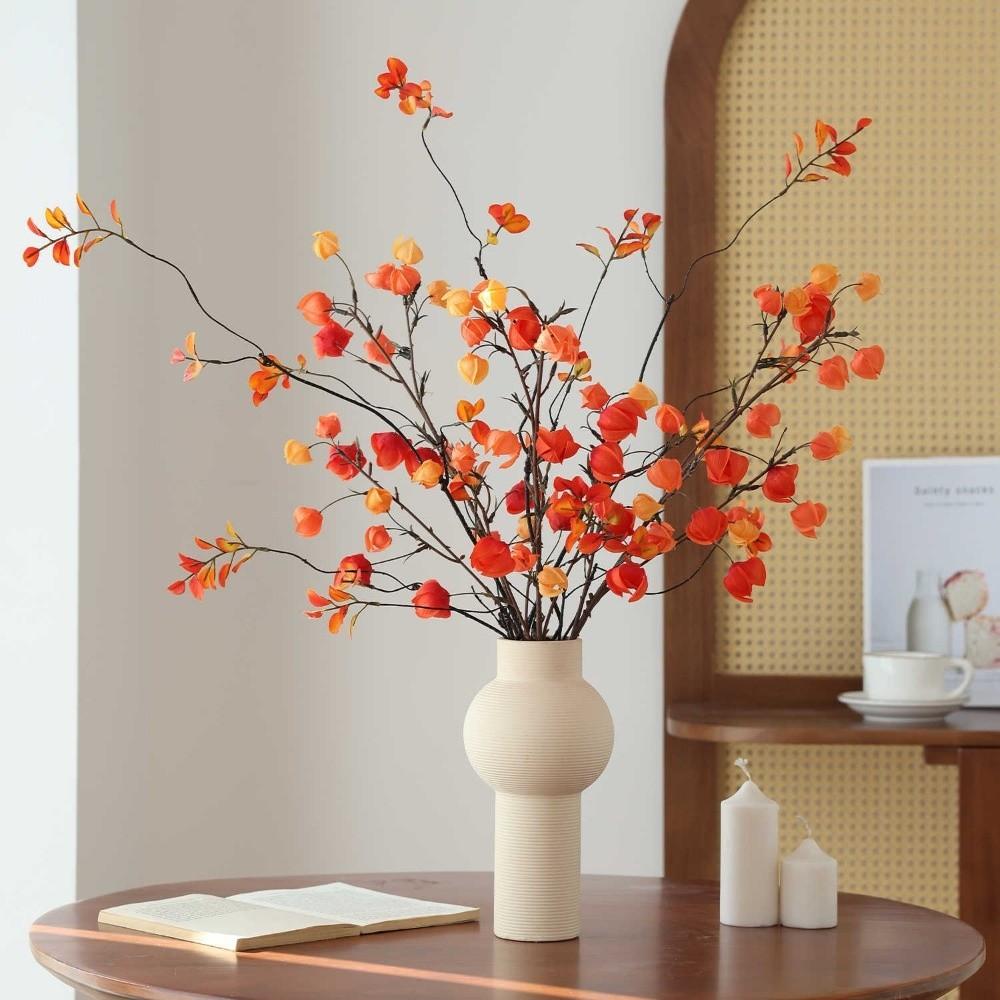 Long Branches Artificial Lantern Fruits Bouquets Red Plastic Fake Flower Home Vase Decor