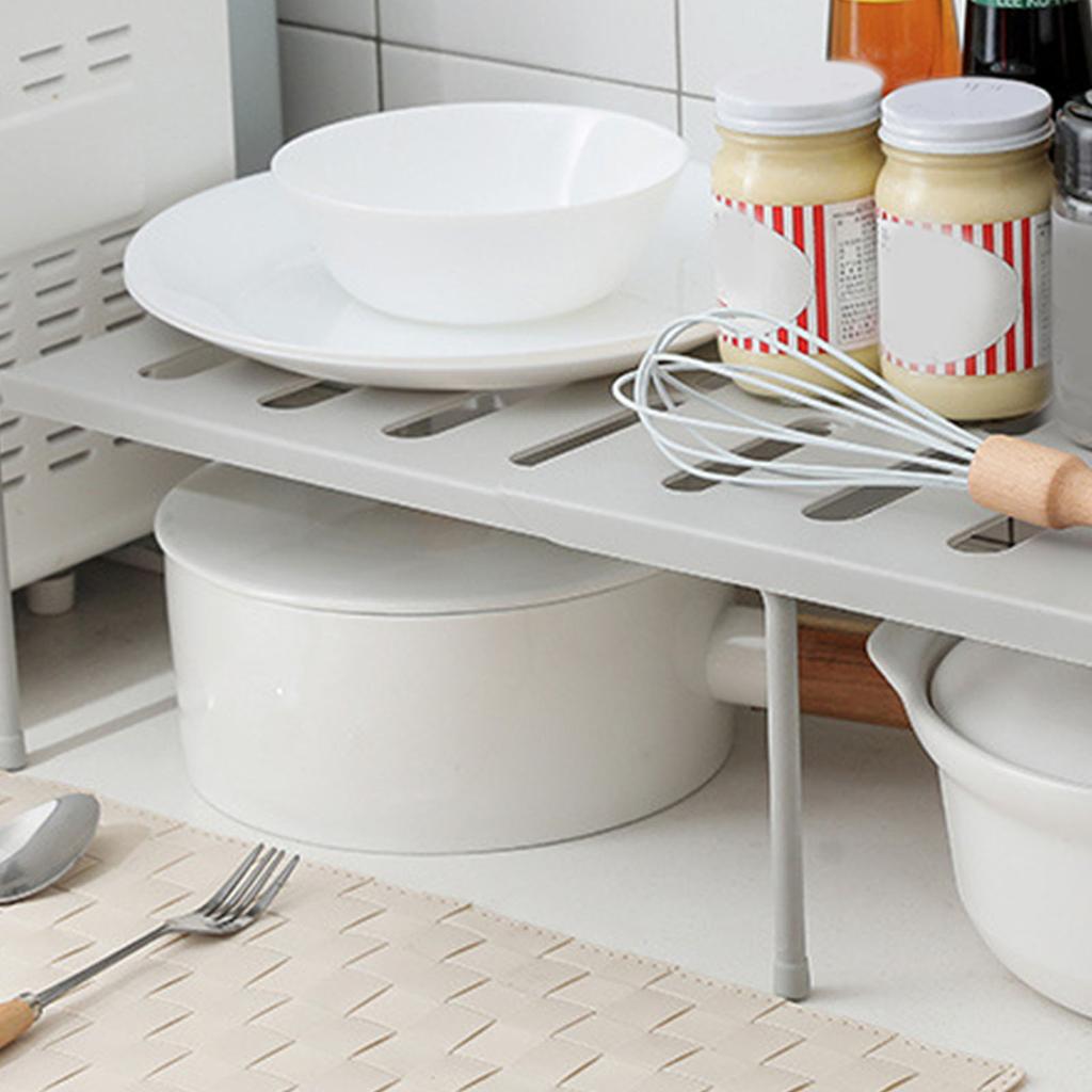 Kitchen Counter Storage Rack Grey ABS Plastic Punch  Expandable Large Capacity Kitchen Cabinet S