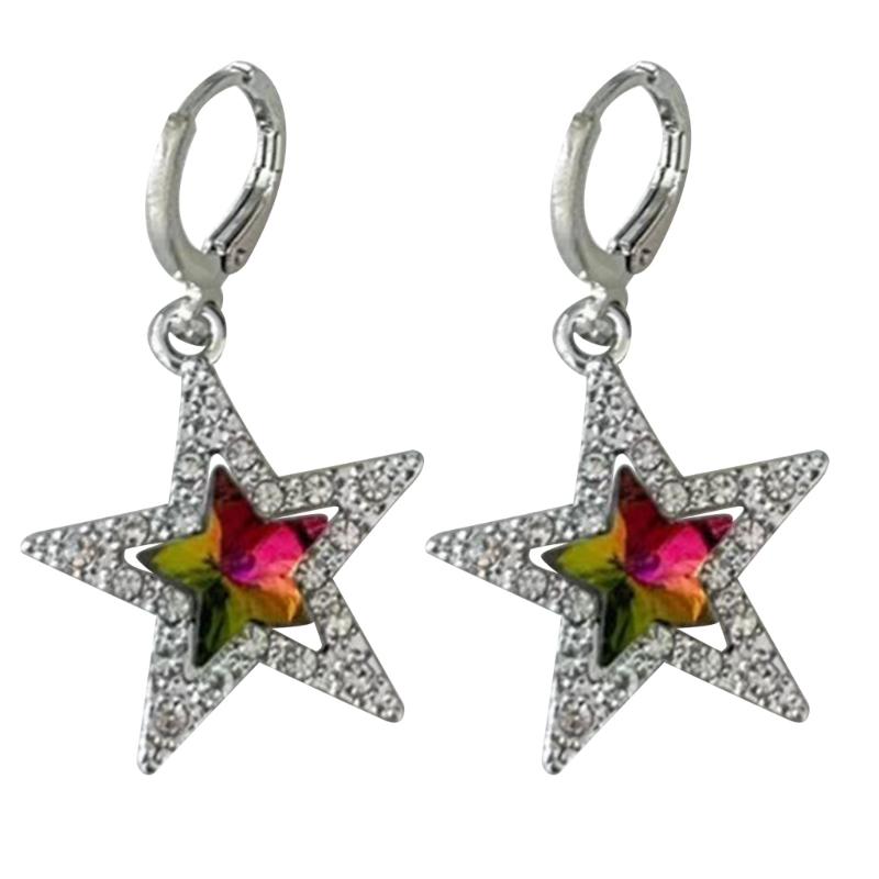 1 пара винтажных серег в виде пятиконечной звезды, модные эстетичные панк-металлические серьги 1