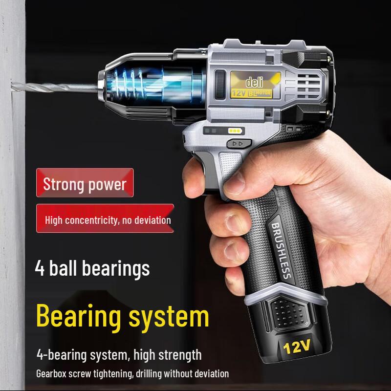 Deli 12V Cordless Brushless Impact Drill CN plug (adapter included)